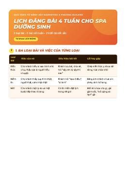 Trang bìa: Lịch đăng bài 4 tuần cho spa dưỡng sinh